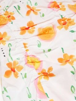 Girls Flower Print Poplin Dress In White -Monna Clothing Shop MNIS4015 WHITE 4