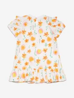 Baby Girls Flower Print Dress In White 7 Baby Girls Flower Print Dress In White -Monna Clothing Shop MNIS4037 WHITE 2