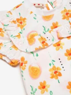 Baby Girls Flower Print Dress In White 8 Baby Girls Flower Print Dress In White -Monna Clothing Shop MNIS4037 WHITE 3