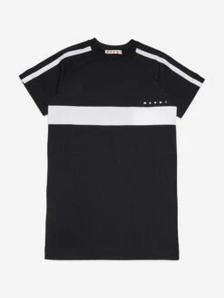 Girls Striped Logo T-Shirt Dress In Black