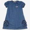 Girls Denim Ruffle Dress In Blue -Monna Clothing Shop MNIS4073 BLUE 1