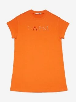 Girls Fleece Logo Dress In Orange