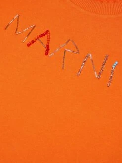 Girls Fleece Logo Dress In Orange -Monna Clothing Shop MNIS4095 ORANGE 4