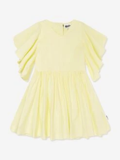Molo Girls Frilled Dress In Yellow
