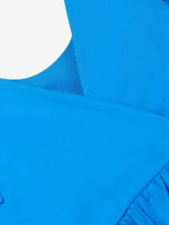 Molo Girls Frill Shoulder Pinafore Dress In Blue -Monna Clothing Shop MOLS4113 RETRO BLUE 4