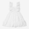 Molo Girls Frill Shoulder Pinafore Dress In White 1 Molo Girls Frill Shoulder Pinafore Dress In White -Monna Clothing Shop MOLS4114 WHITE 1