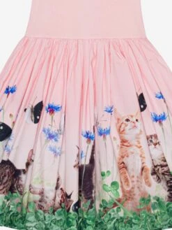 Molo Girls Yin Tang Kitten Print Dress In Pink -Monna Clothing Shop MOLS4115 YIN YANG KITTEN 3