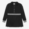 Girls Half Zip Pleated Dress In Black -Monna Clothing Shop MONA3122 999 1