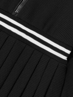 Girls Half Zip Pleated Dress In Black -Monna Clothing Shop MONA3122 999 4