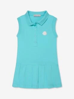 Baby Girls Sleeveless Polo Dress In Turquoise