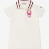 Girls Bear Polo Dress In White