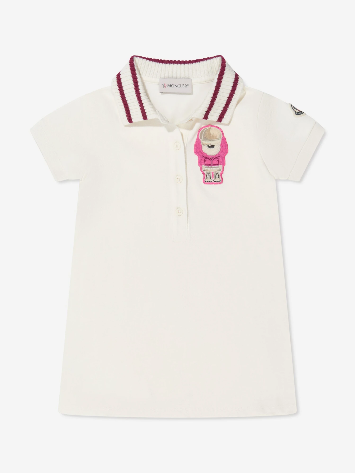 Girls Bear Polo Dress In White 3 Girls Bear Polo Dress In White