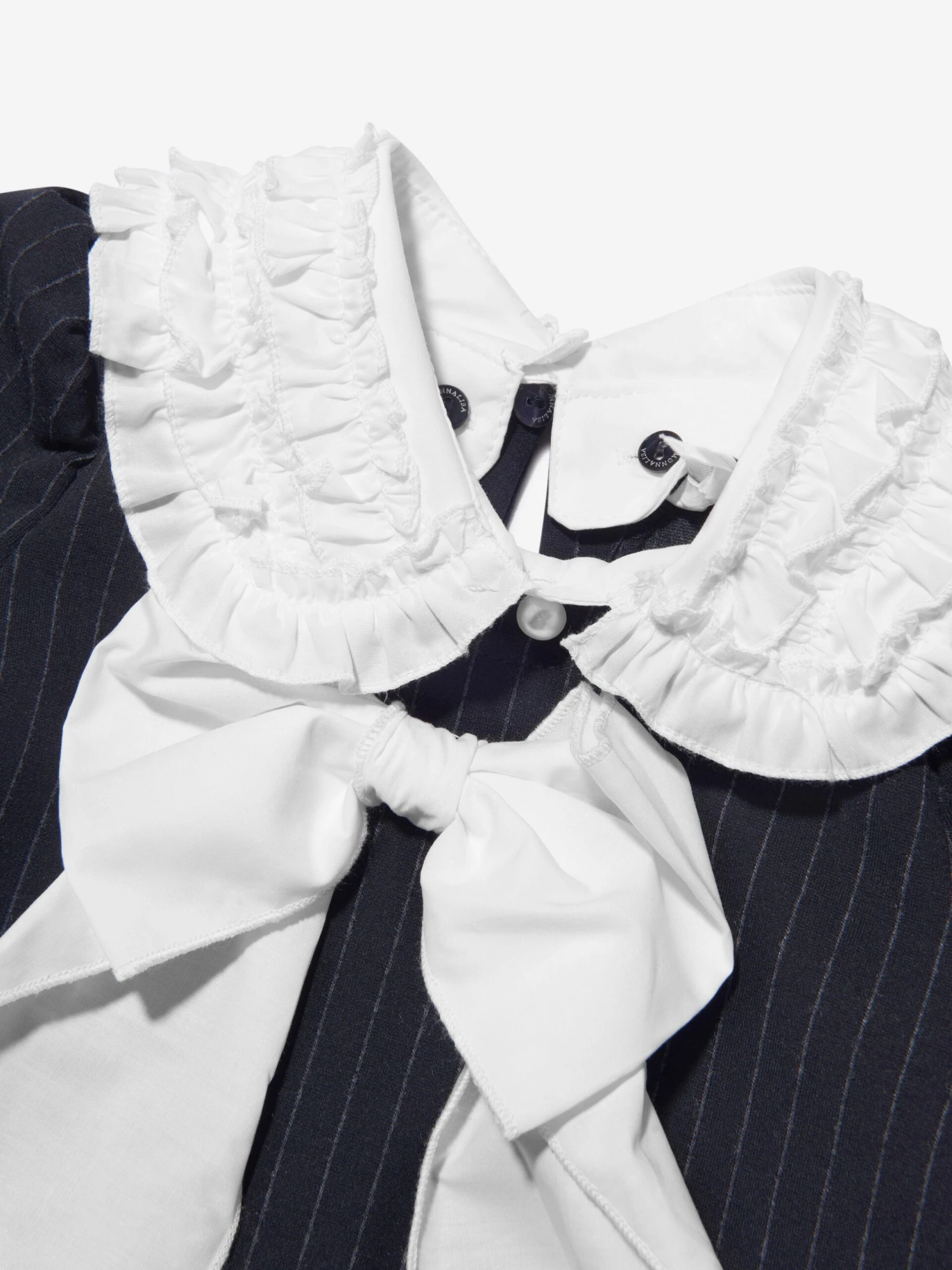 Monnalisa Girls Pinstripe Milano Bow Dress 5 Monnalisa Girls Pinstripe Milano Bow Dress - Image 3