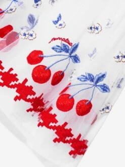 Monnalisa Girls Embroidered Cherry Tulle Dress In White 8 Monnalisa Girls Embroidered Cherry Tulle Dress In White -Monna Clothing Shop MONNALISA D53678 3