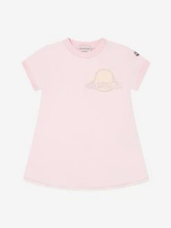 Girls Fit And Flare Logo Dress In Pink