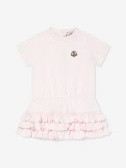Baby Girls Frilly T-Shirt Dress In Pink
