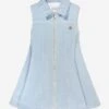 Girls Sleeveless Denim Zip Dress In Blue -Monna Clothing Shop MONS4197 PASTEL BLUE 1
