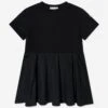 Girls Mixed Fabric Dress In Black 1 Girls Mixed Fabric Dress In Black -Monna Clothing Shop MONS4232 BLACK 1