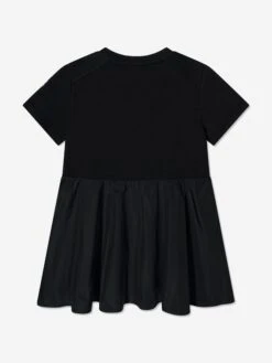 Girls Mixed Fabric Dress In Black -Monna Clothing Shop MONS4232 BLACK 2