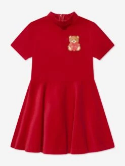 Girls Teddy Bear Dress In Red