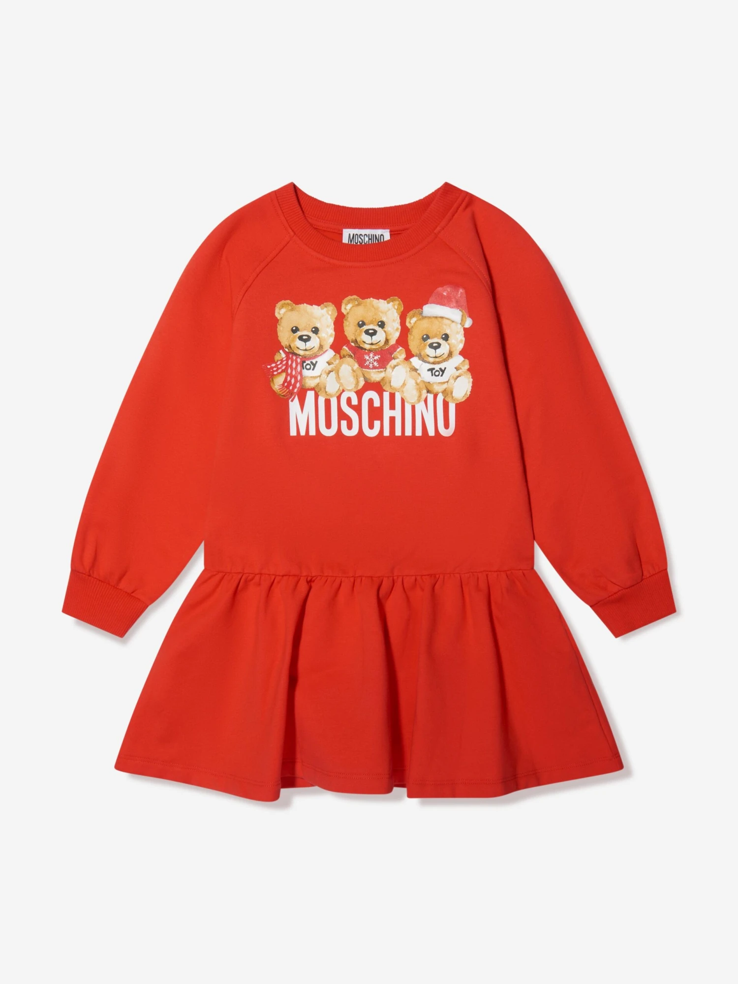 Girls Teddy Logo Sweater Dress In Red 3 Girls Teddy Logo Sweater Dress In Red