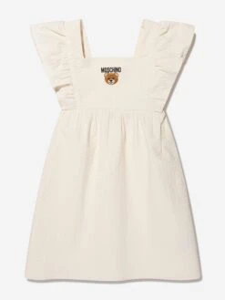 Girls Teddy Ruffle Sleeve Dress In White