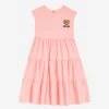 Girls Cotton Midi Dress In Pink 2 Girls Cotton Midi Dress In Pink -Monna Clothing Shop MOSS4039 1