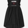 Girls Cotton Logo Dress In Black