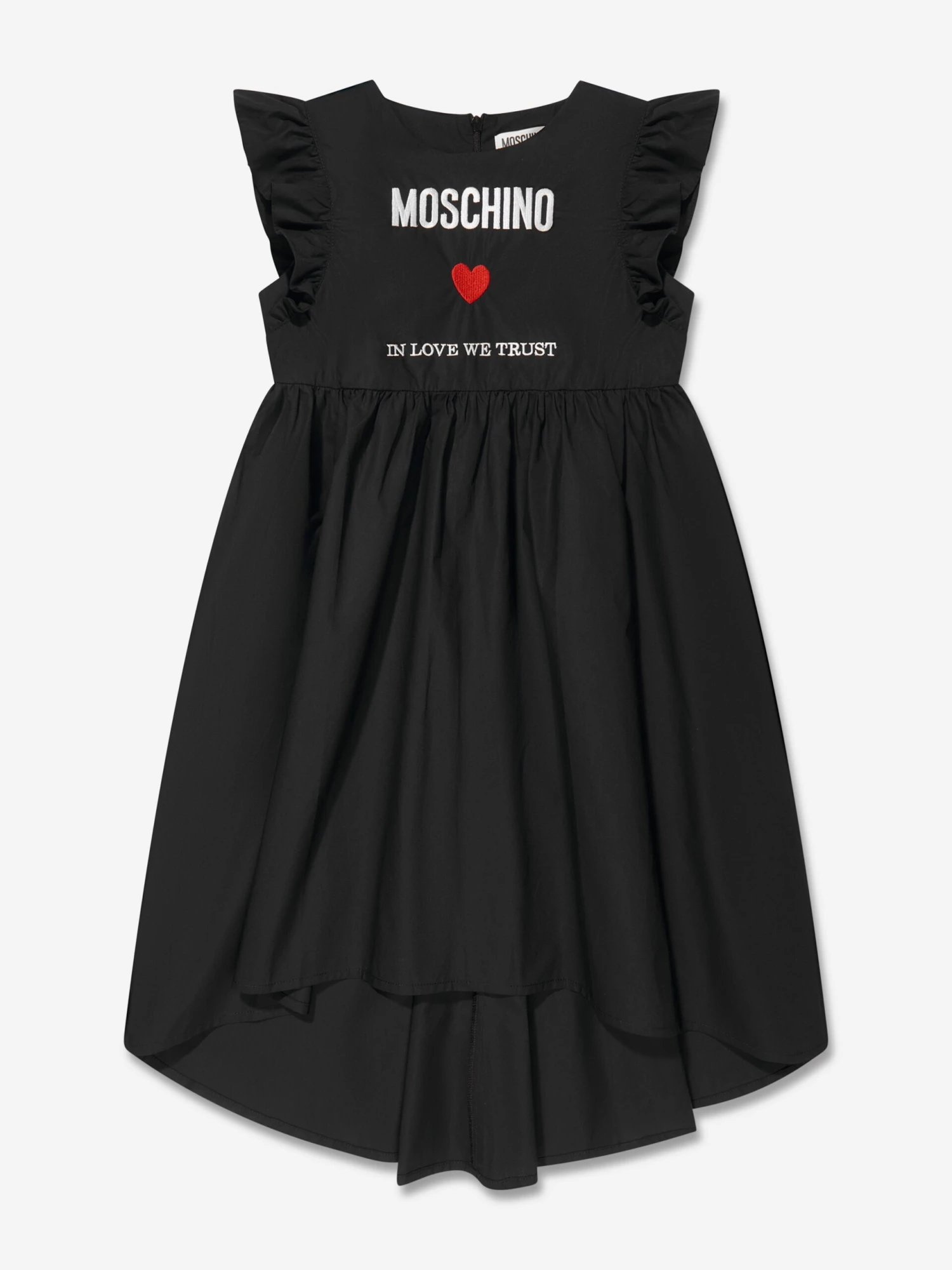 Girls Cotton Logo Dress In Black 3 Girls Cotton Logo Dress In Black