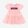 Baby Girls Animal Print Logo Dress In Pink -Monna Clothing Shop MOSS4140 PINK 1