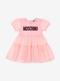 Baby Girls Animal Print Logo Dress In Pink