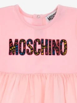 Baby Girls Animal Print Logo Dress In Pink -Monna Clothing Shop MOSS4140 PINK 3