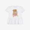 Baby Girls Cotton Teddy Heart Dress In White 2 Baby Girls Cotton Teddy Heart Dress In White -Monna Clothing Shop MOSS4141 WHITE 1