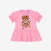 Baby Girls Cotton Teddy Heart Dress In Pink -Monna Clothing Shop MOSS4142 PINK 1