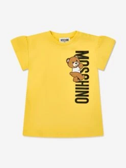 Baby Girls Teddy Logo Jersey Dress In Yellow