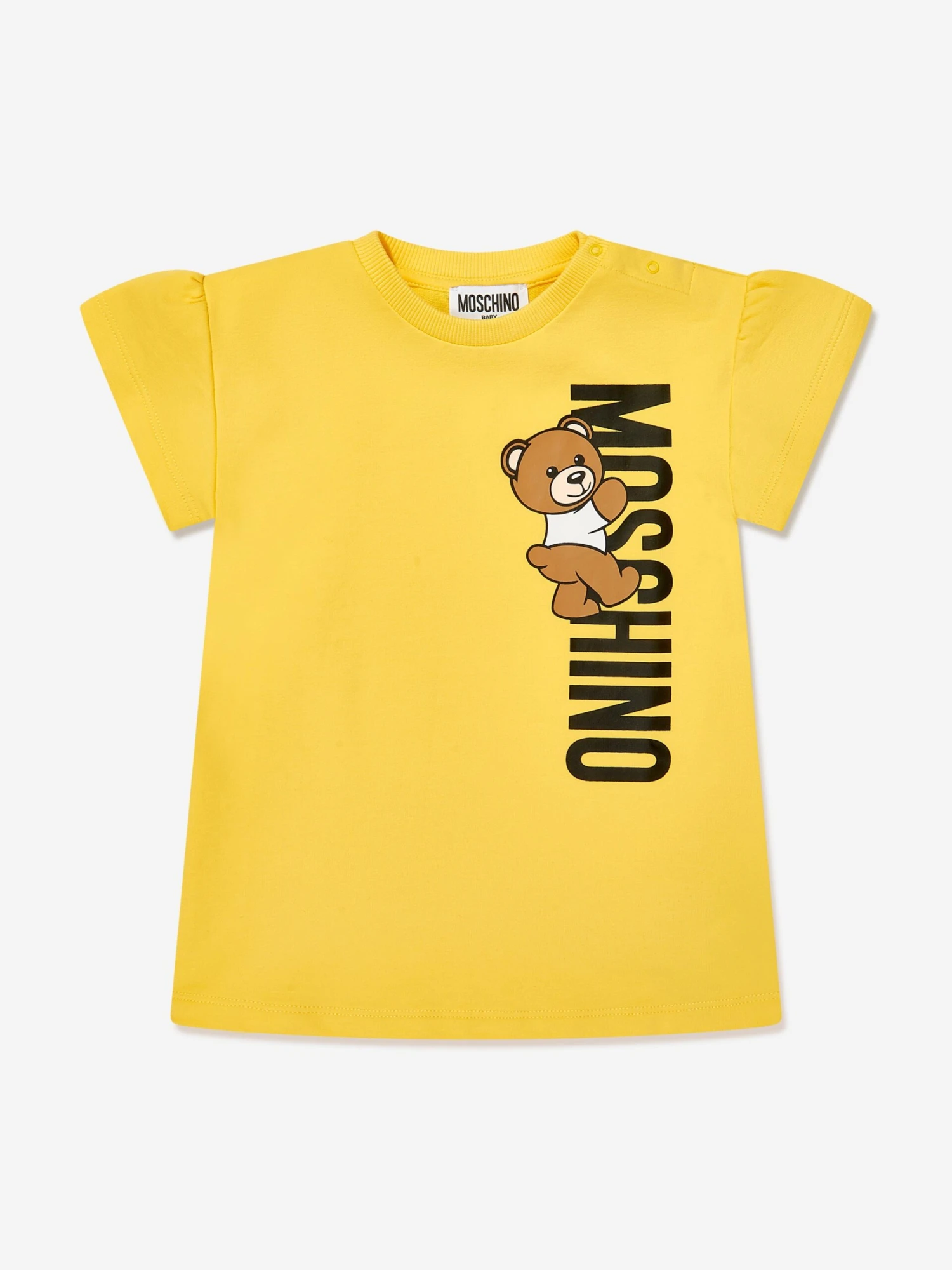 Baby Girls Teddy Logo Jersey Dress In Yellow 3 Baby Girls Teddy Logo Jersey Dress In Yellow