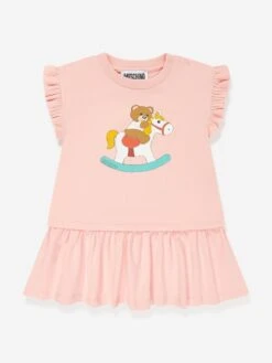 Baby Girls Teddy Rocking Horse Dress In Pink