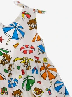 Baby Girls Cotton Beach Teddy Dress In White -Monna Clothing Shop MOSS4147 WHITE 3