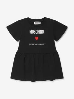 Baby Girls Logo Jersey Dress In Black