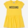 Baby Girls Logo Jersey Dress In Yellow 2 Baby Girls Logo Jersey Dress In Yellow -Monna Clothing Shop MOSS4151 YELLOW 1