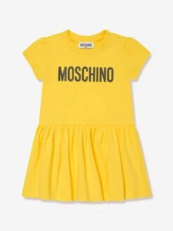 Baby Girls Logo Jersey Dress In Yellow