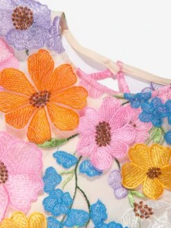 Girls Giselle Embroidered Dress In Pink 8 Girls Giselle Embroidered Dress In Pink -Monna Clothing Shop MRLS4005 PINK 3