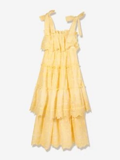 Girls Juniper Embroidered Maxi Dress In Yellow -Monna Clothing Shop MRLS4007 LEMON 1