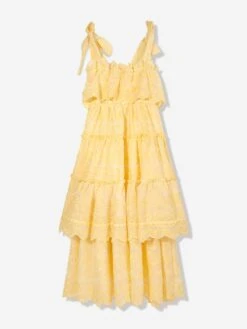 Girls Juniper Embroidered Maxi Dress In Yellow -Monna Clothing Shop MRLS4007 LEMON 2