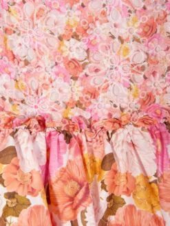 Girls Blossom Embroidered Mini Dress In Multicolour -Monna Clothing Shop MRLS4011 FLORAL 4