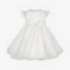 Girls Dress - Organza & Lace Trim Ceremonial Dress 1 Girls Dress - Organza & Lace Trim Ceremonial Dress -Monna Clothing Shop MSAROS006 IVORY 1