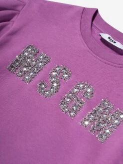 MSGM Girls Logo Sweater Dress In Purple -Monna Clothing Shop MSGA3009 071 3