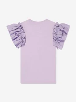 MSGM Girls Ruffle Sleeve T-Shirt Dress In Lilac -Monna Clothing Shop MSGS3054 071 2