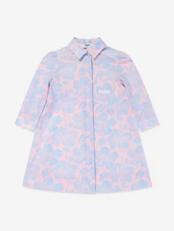 MSGM Girls Poplin Shirt Dress In Blue