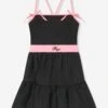 MSGM Girls Cotton Technical Dress In Black 2 MSGM Girls Cotton Technical Dress In Black -Monna Clothing Shop MSGS4030 NERO BLACK 1